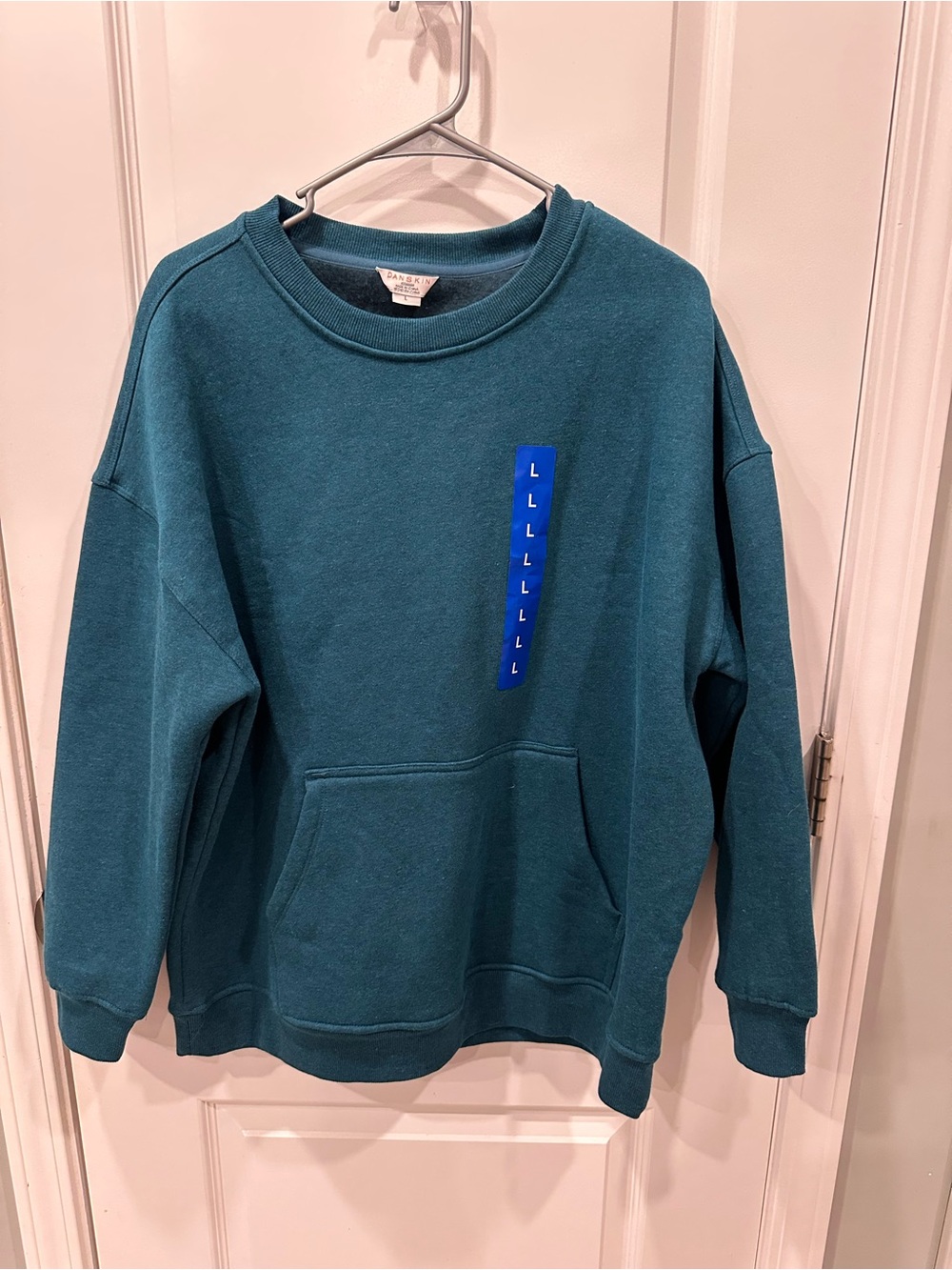 Danskin Teal Crewneck Sweatshirt with Kangaroo Pocket